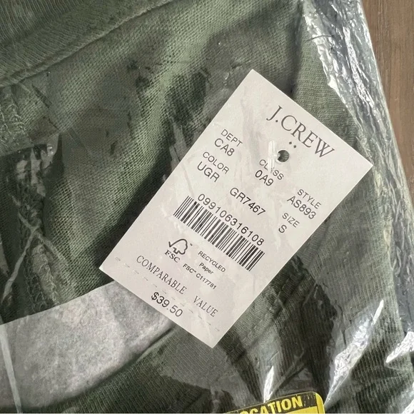 J.Crew Longsleeve Crewneck Girlfriend Tee Utility Green - Picture 4 of 6